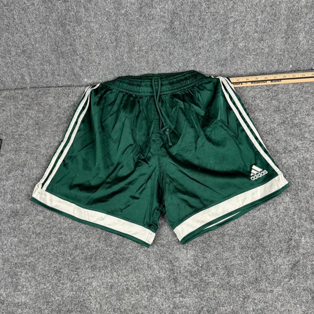 Adidas Athletic Shorts Mens Size L Green White Stripe Climalite Soccer Vintage